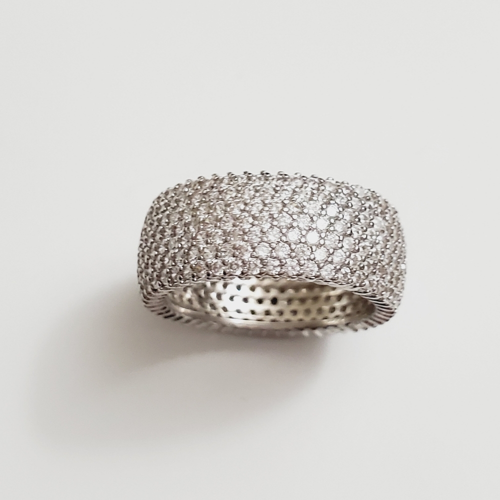 925 Sterling Silver Diamond  Eternity Ring - Picture 9 of 16